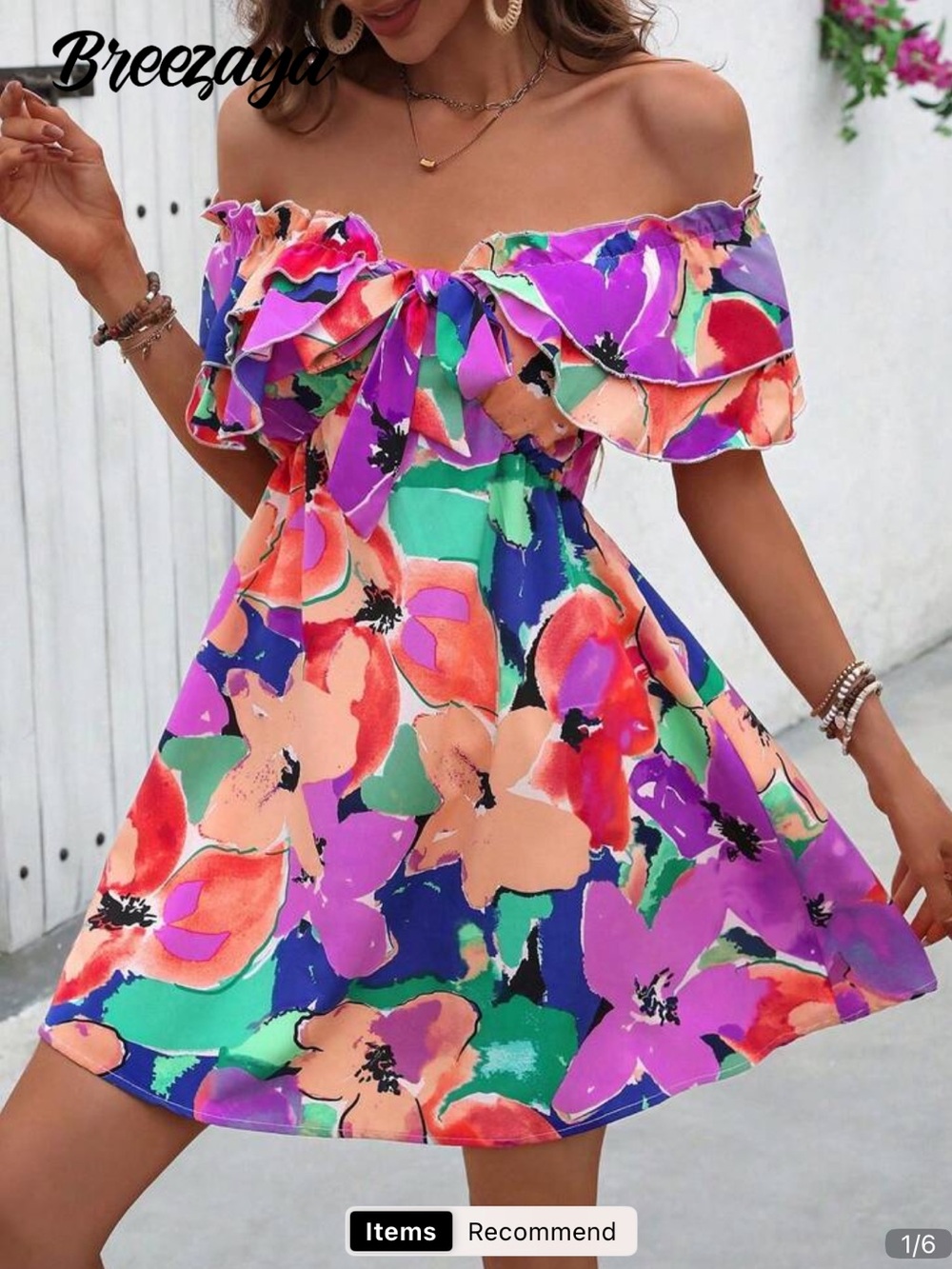 Strapless Floral Mini Dress in Multicolor